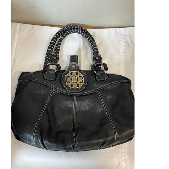 Kate Landry Black Leather Shoulder Bag Buckle Boho Purse - Picture 11 of 11